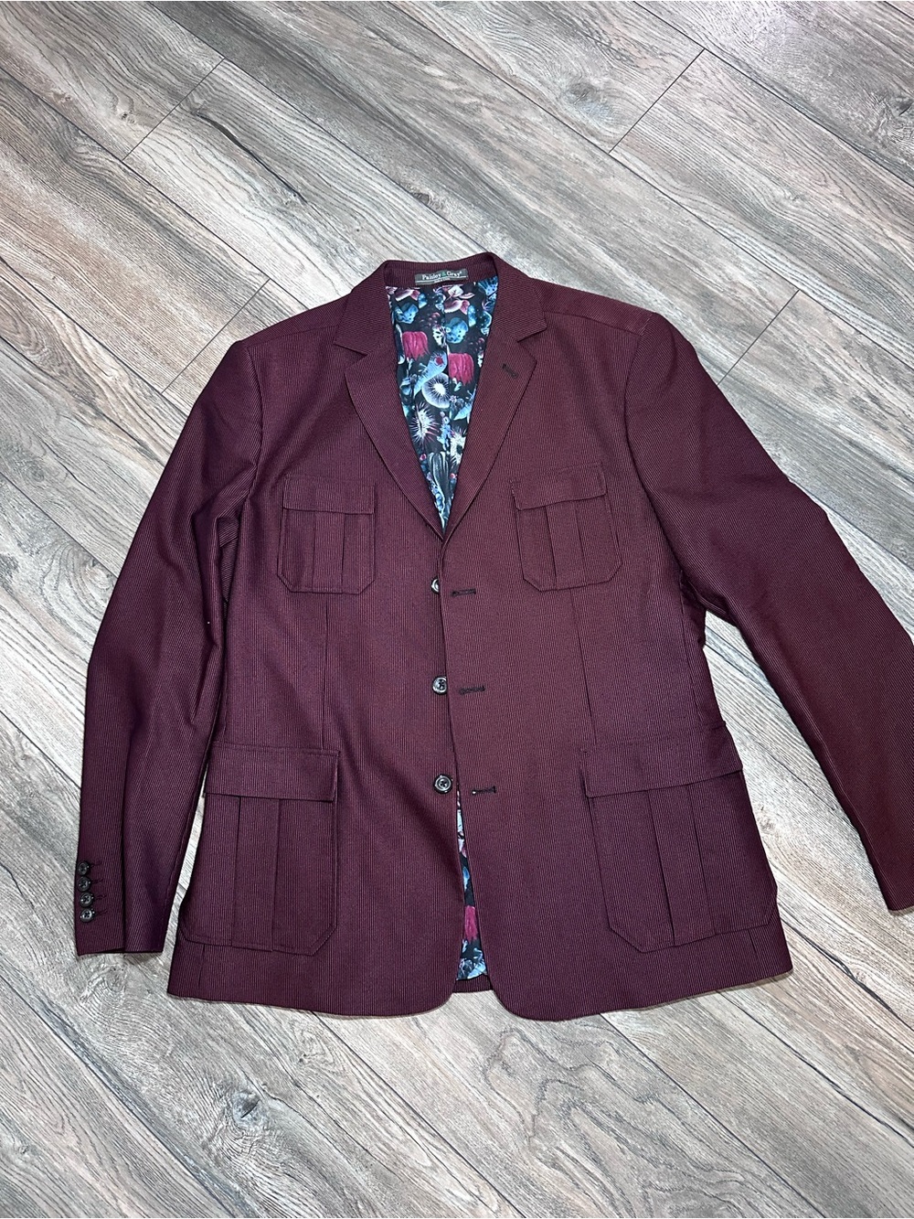 Paisley & Gray Men's Burgundy Shirt Jacket Blazer